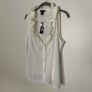 Spense NWT XL White Tank Blouse Modern Minimalist Coastal Career Professional